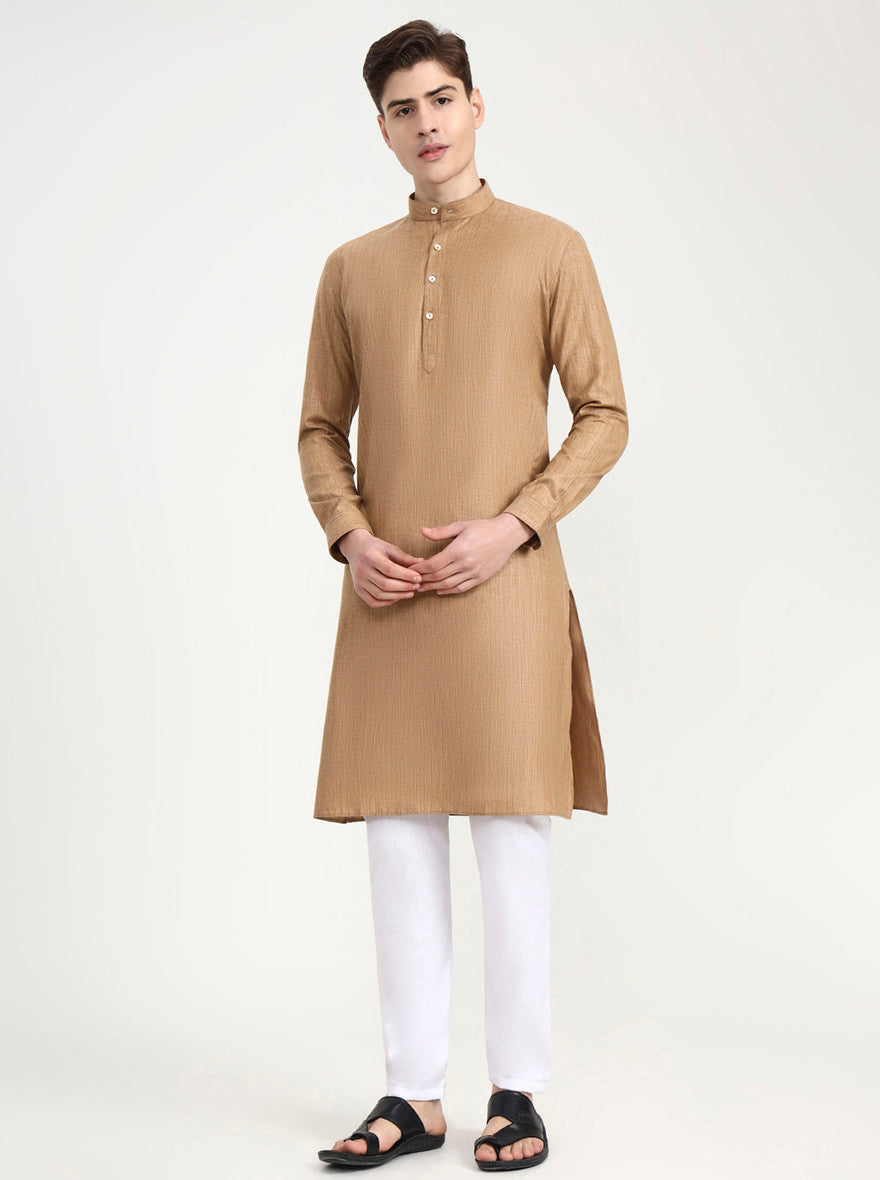Brown Solid Modi Kurta | JadeBlue