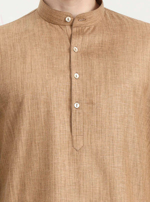 Brown Solid Modi Kurta | JadeBlue