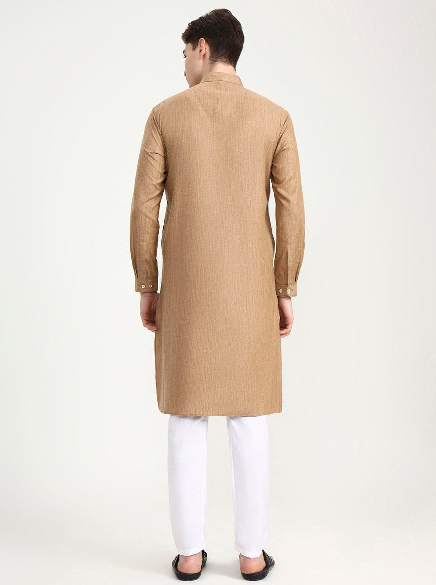 Brown Solid Modi Kurta | JadeBlue