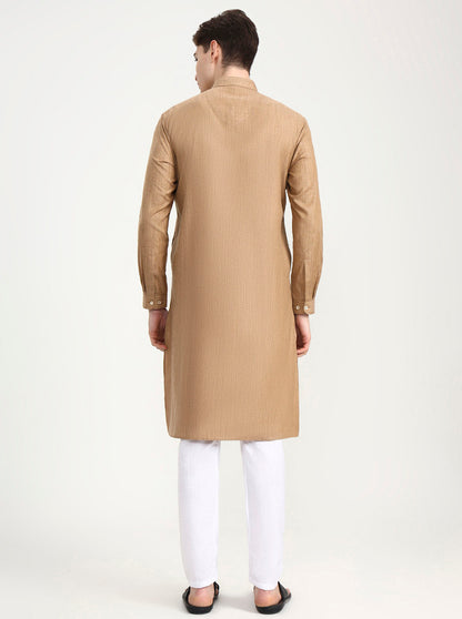 Brown Solid Modi Kurta | JadeBlue