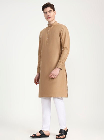 Brown Solid Modi Kurta | JadeBlue