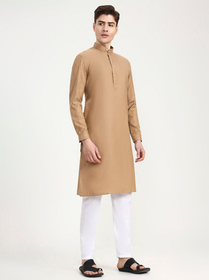Brown Solid Modi Kurta | JadeBlue