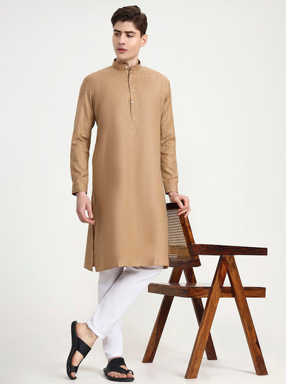 Brown Solid Modi Kurta | JadeBlue