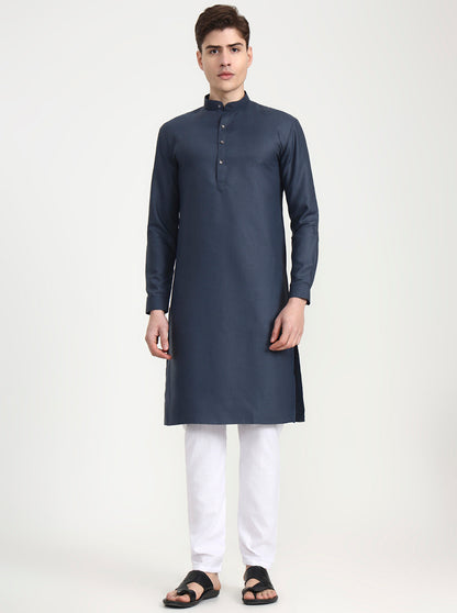 Grey Solid Modi Kurta | JadeBlue