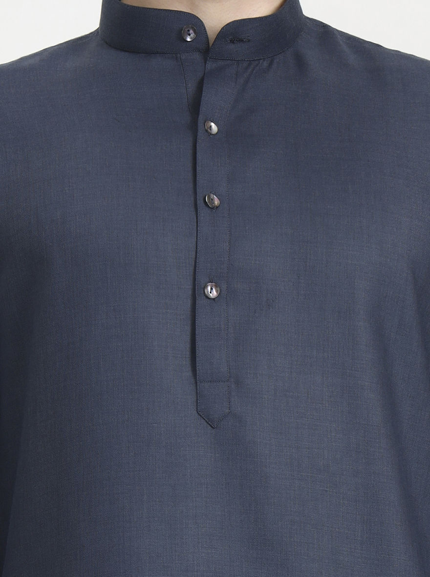 Grey Solid Modi Kurta | JadeBlue