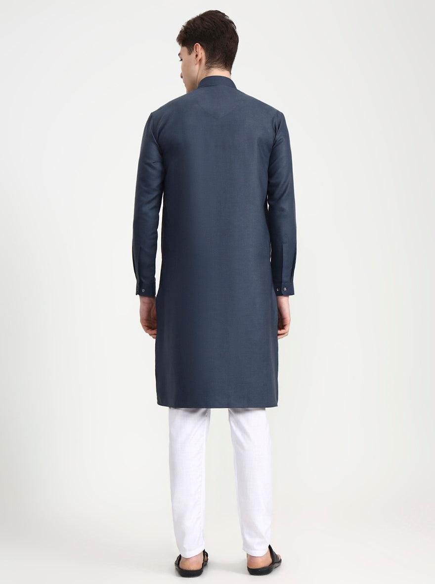 Grey Solid Modi Kurta | JadeBlue