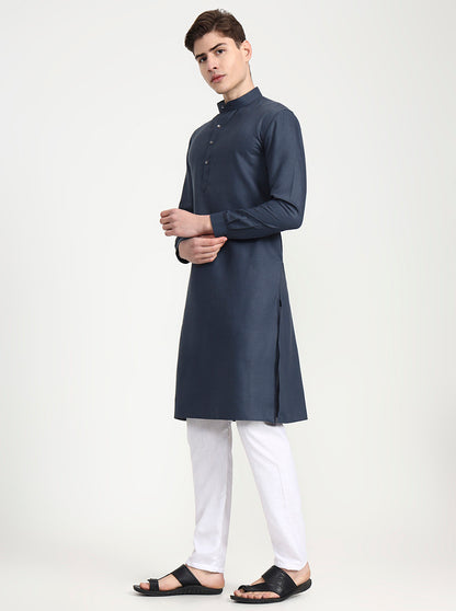 Grey Solid Modi Kurta | JadeBlue