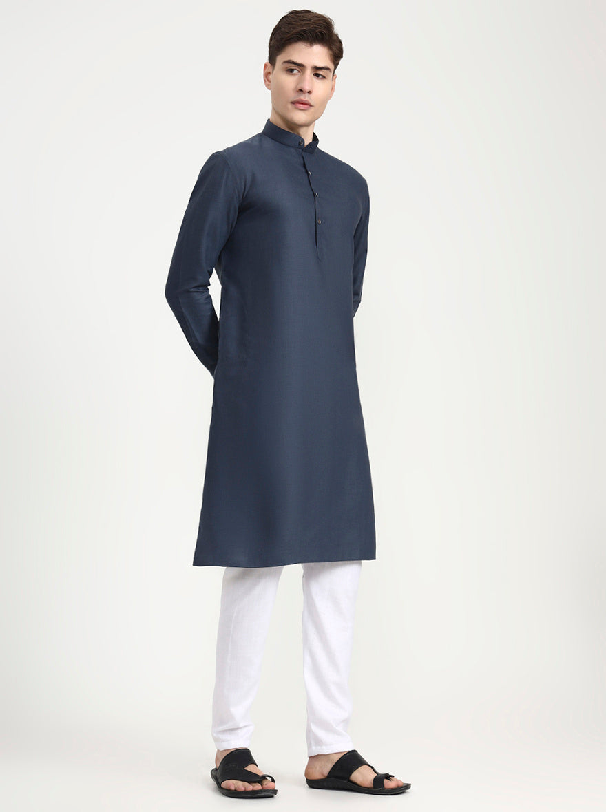 Grey Solid Modi Kurta | JadeBlue