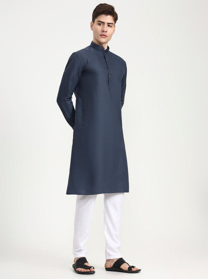 Grey Solid Modi Kurta | JadeBlue