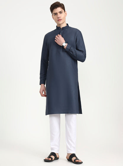 Grey Solid Modi Kurta | JadeBlue