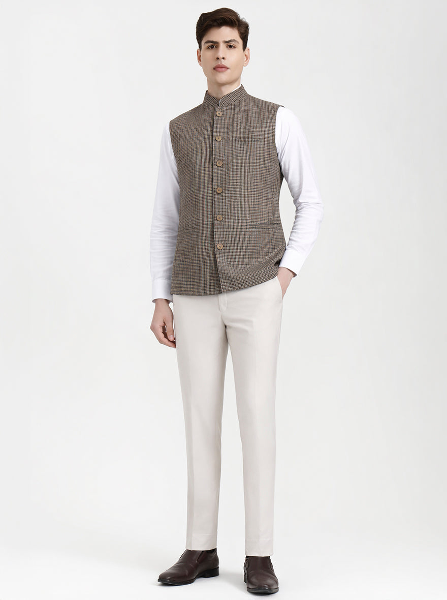 Fawn & Brown Solid  Modi Jacket | JadeBlue