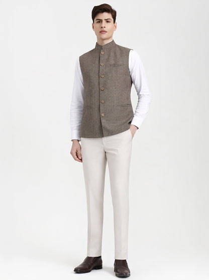 Fawn & Brown Solid  Modi Jacket | JadeBlue