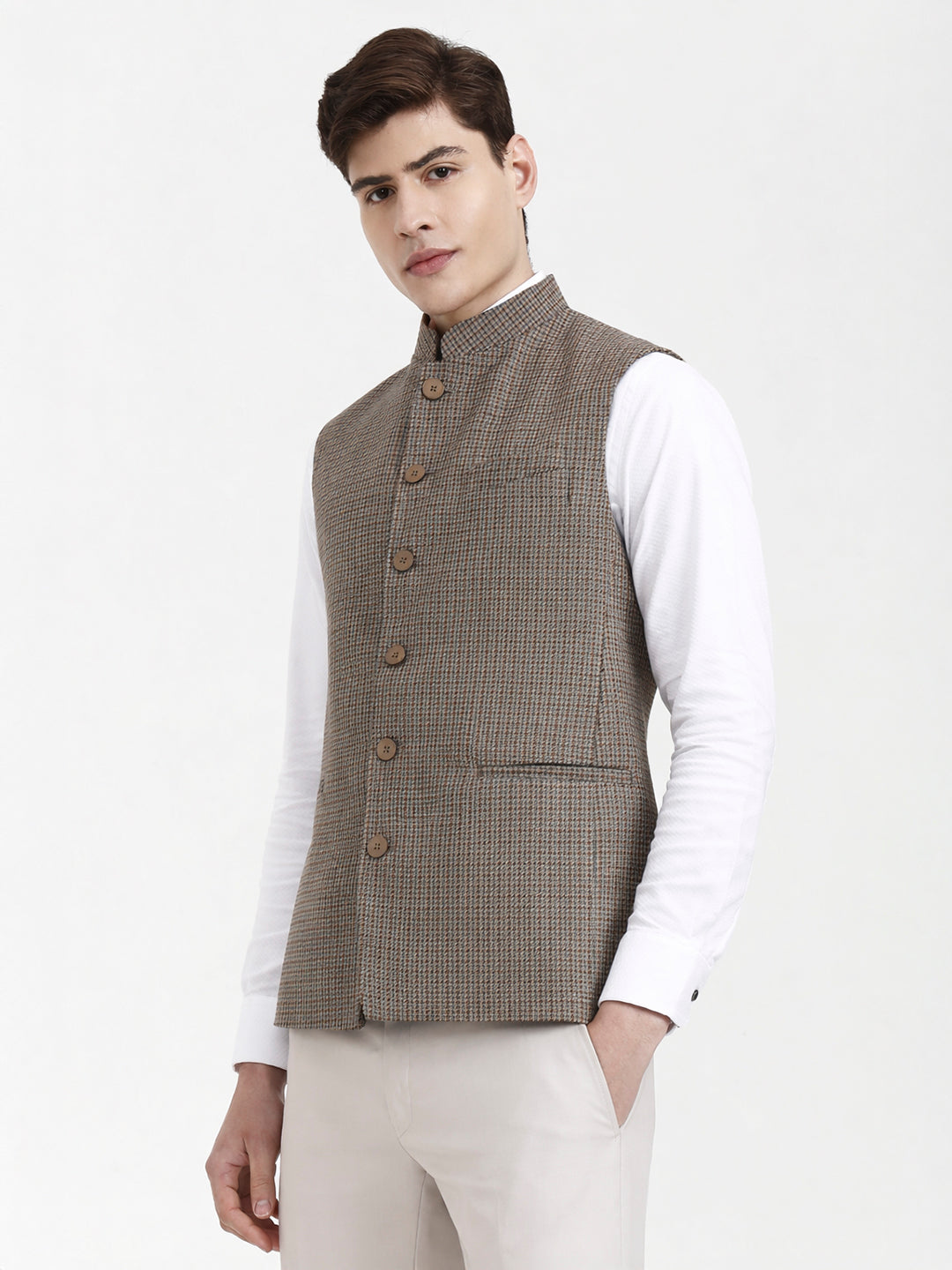 Fawn & Brown Solid  Modi Jacket | JadeBlue