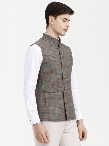 Fawn & Brown Solid  Modi Jacket | JadeBlue