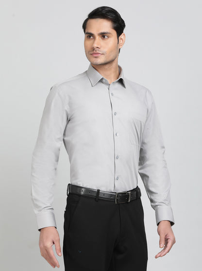 Grey Solid Slim Fit Formal Shirt | JadeBlue