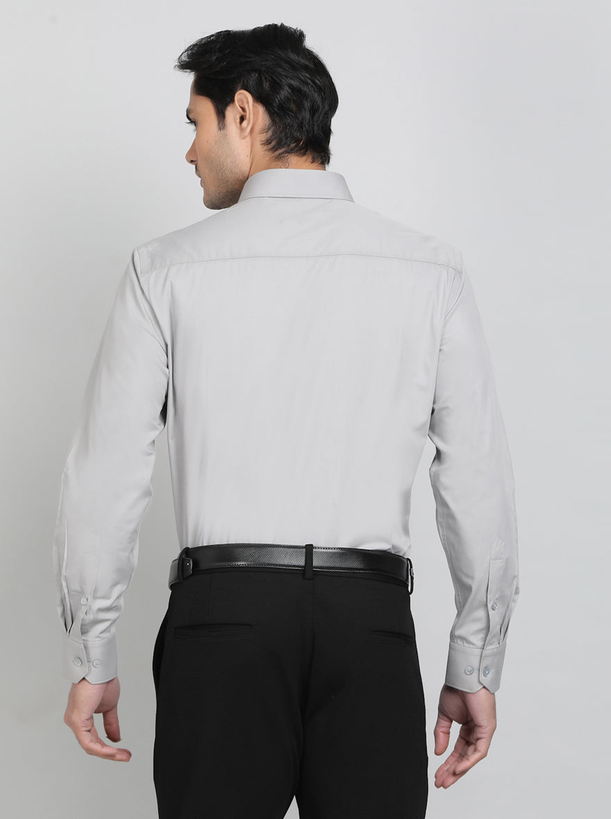 Grey Solid Slim Fit Formal Shirt | JadeBlue