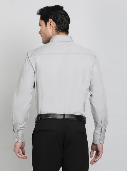 Grey Solid Slim Fit Formal Shirt | JadeBlue