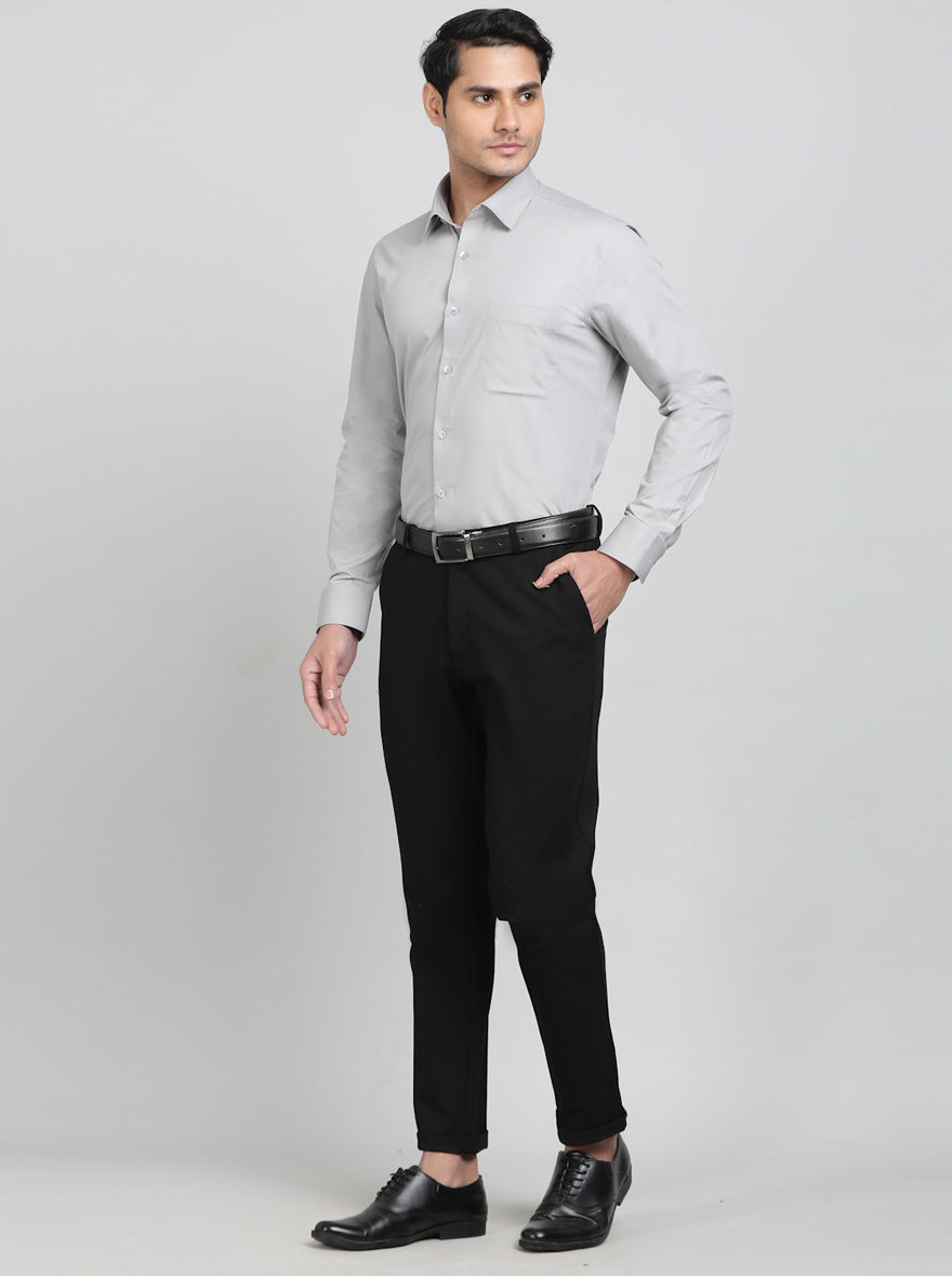 Grey Solid Slim Fit Formal Shirt | JadeBlue