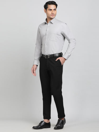 Grey Solid Slim Fit Formal Shirt | JadeBlue