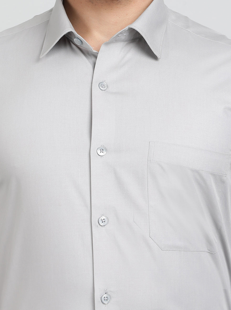 Grey Solid Slim Fit Formal Shirt | JadeBlue
