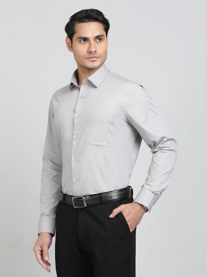Grey Solid Slim Fit Formal Shirt | JadeBlue