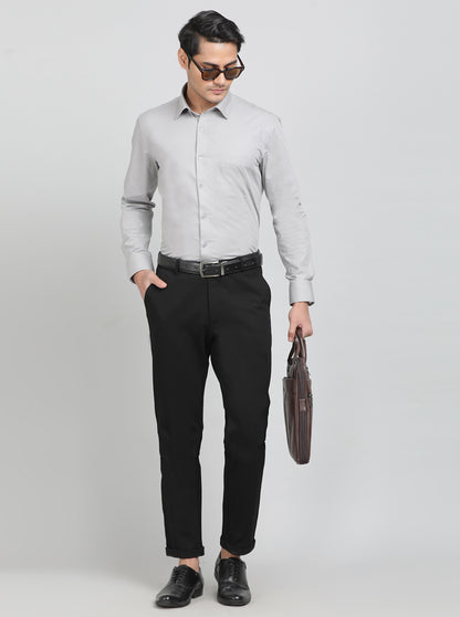 Grey Solid Slim Fit Formal Shirt | JadeBlue