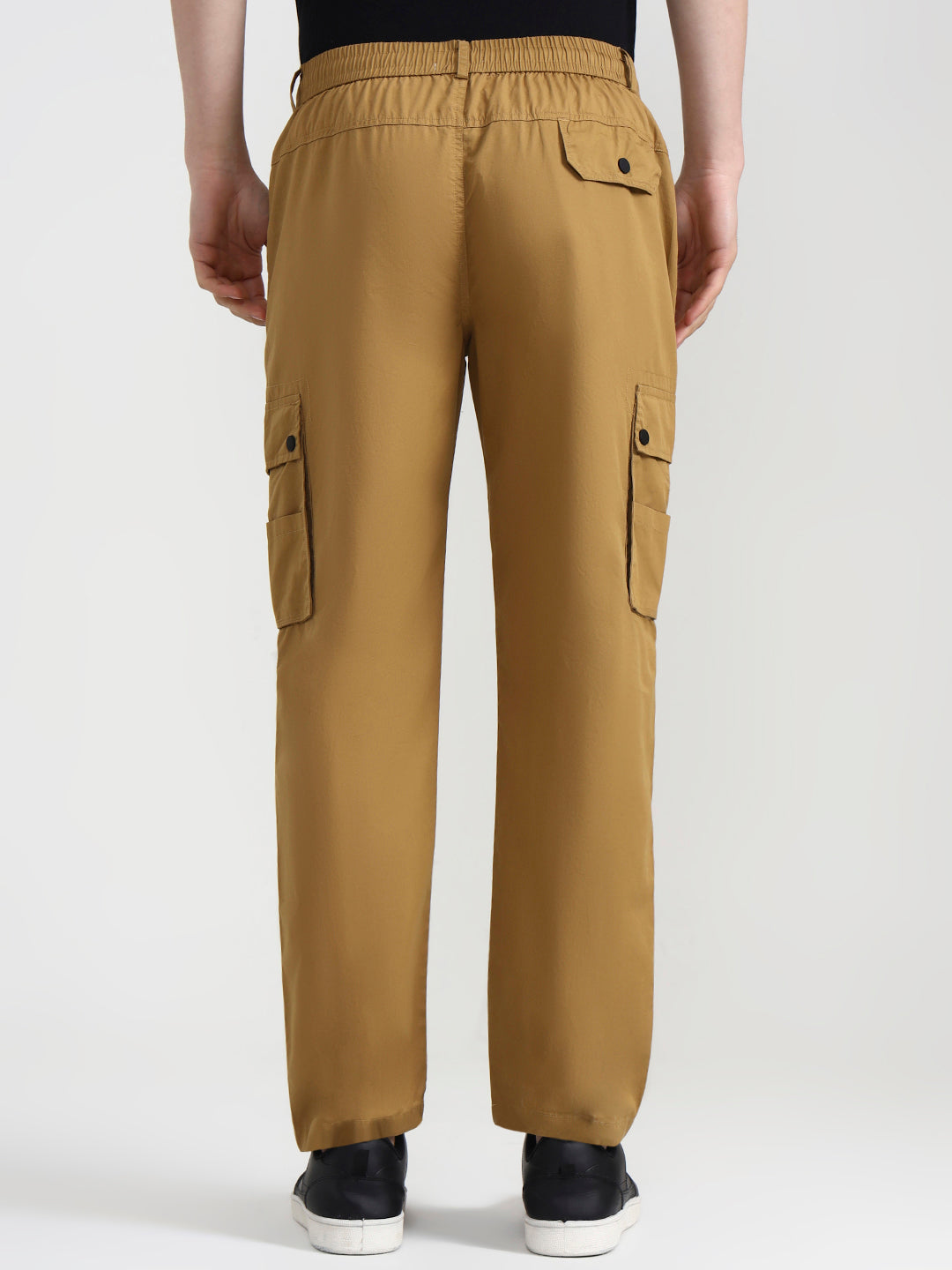 Khaki Solid Slim Fit Cargo Pant | JadeBlue