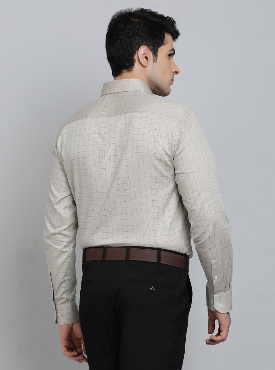 Grey Checked Regular Fit Formal Shirt | JadeBlue