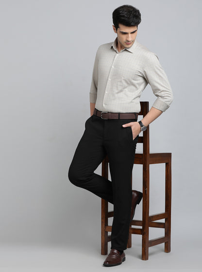Grey Checked Regular Fit Formal Shirt | JadeBlue
