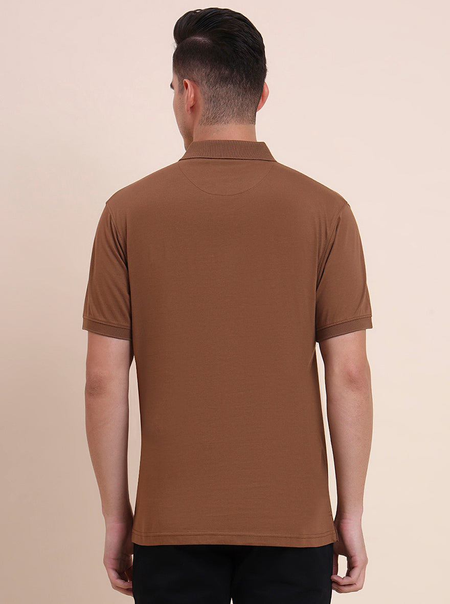 Brown Solid Regular Fit Polo T-Shirt | Greenfibre