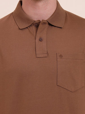 Brown Solid Regular Fit Polo T-Shirt | Greenfibre