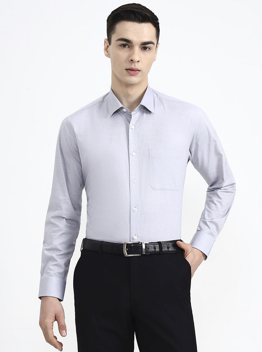 Dark Grey Solid Regular Fit Formal Shirt | JadeBlue