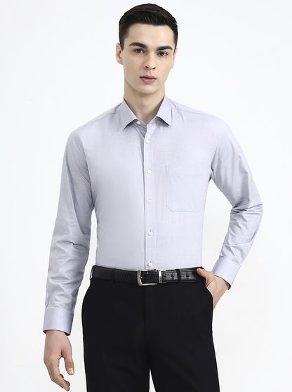 Dark Grey Solid Regular Fit Formal Shirt | JadeBlue