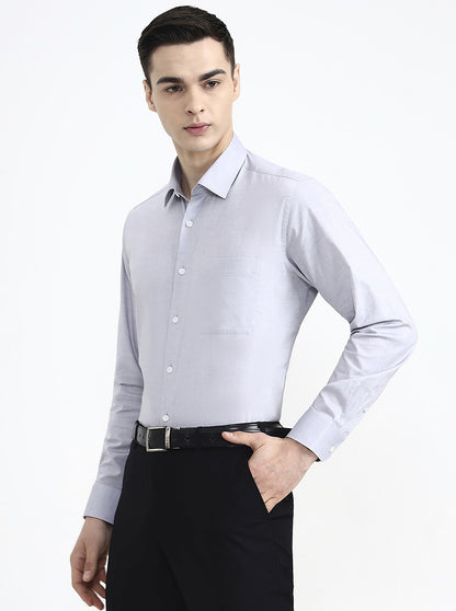 Dark Grey Solid Regular Fit Formal Shirt | JadeBlue