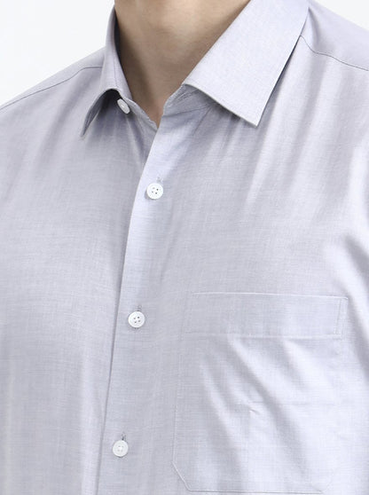 Dark Grey Solid Regular Fit Formal Shirt | JadeBlue
