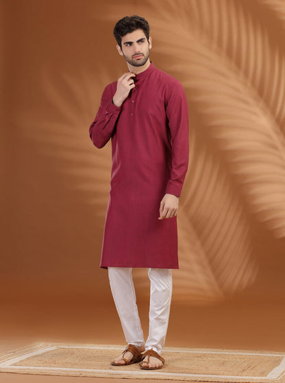 Maroon Solid Modi Kurta | JadeBlue