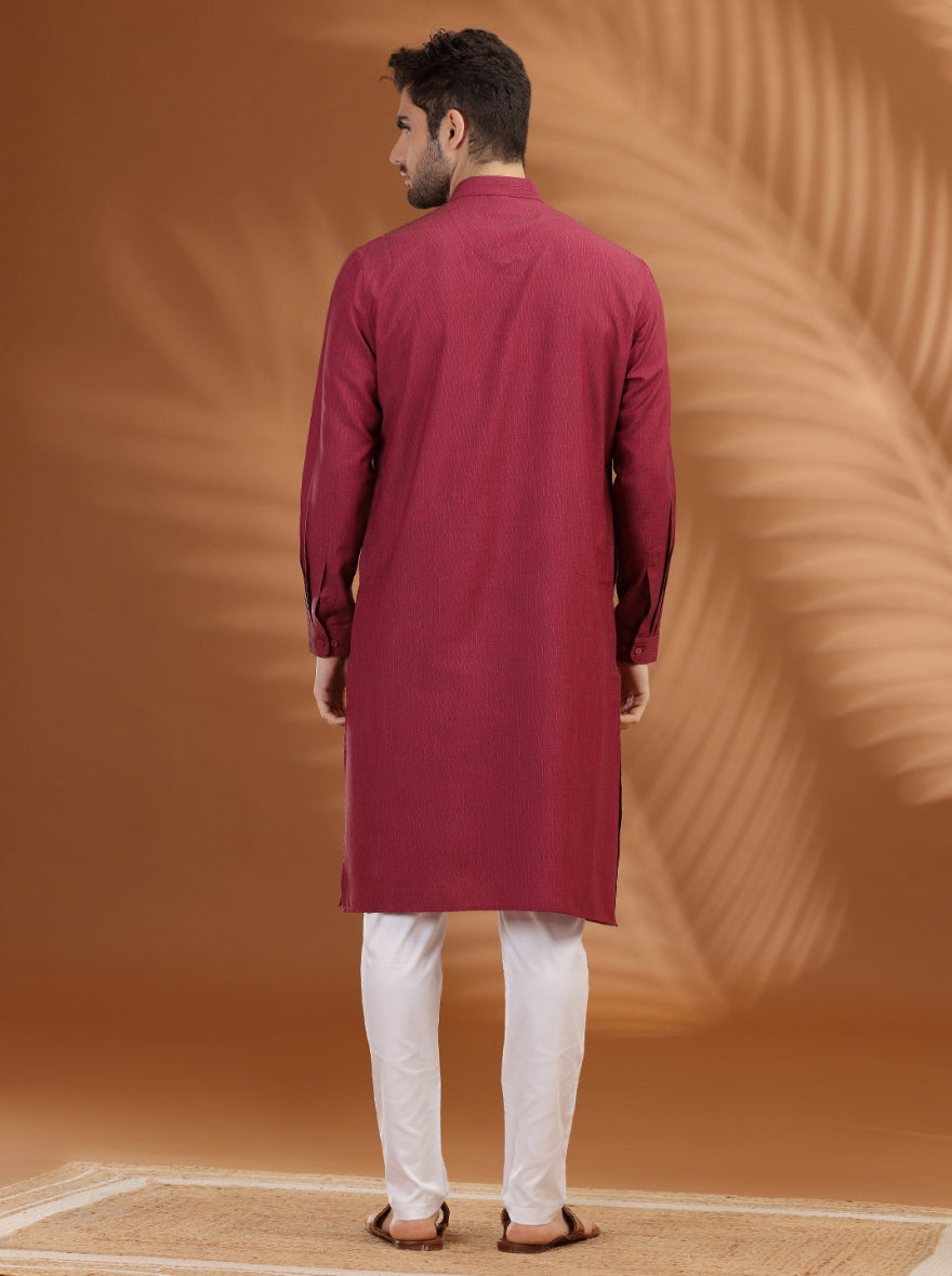 Maroon Solid Modi Kurta | JadeBlue