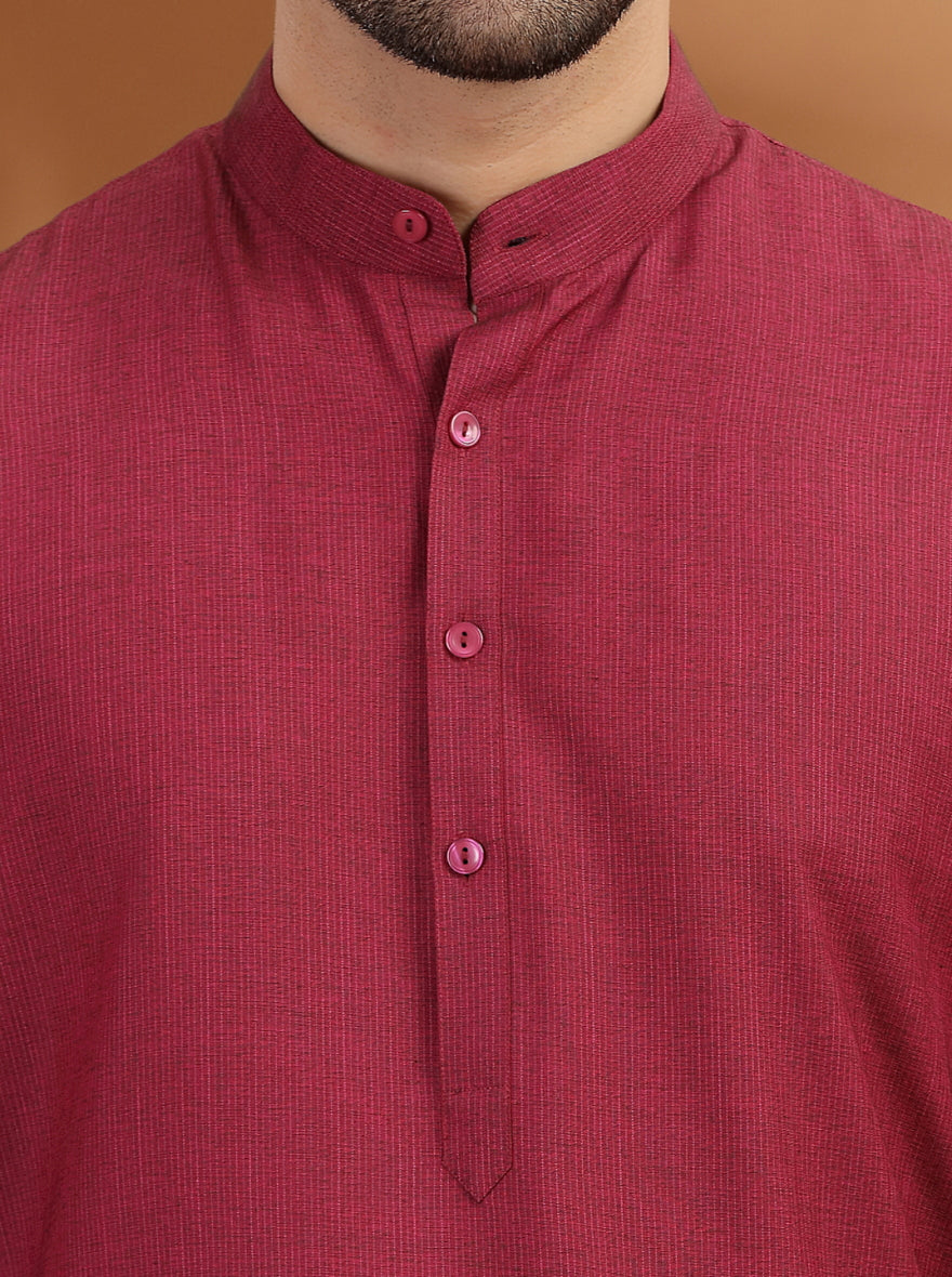 Maroon Solid Modi Kurta | JadeBlue