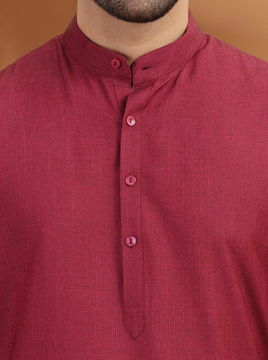 Maroon Solid Modi Kurta | JadeBlue
