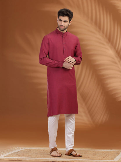 Maroon Solid Modi Kurta | JadeBlue