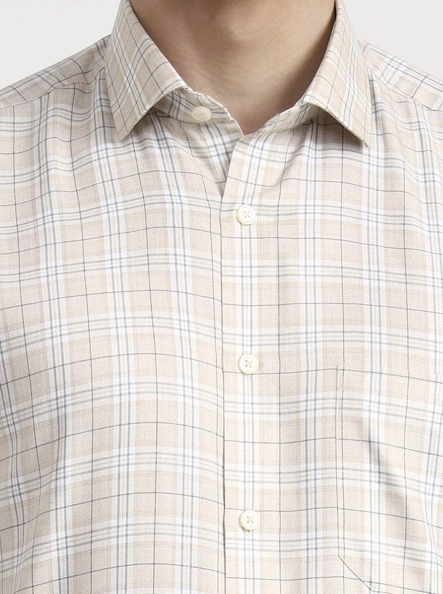 Fawn Checked Regular Fit Formal Shirt | Greenfibre