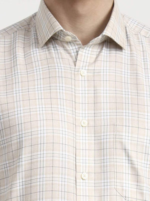 Fawn Checked Regular Fit Formal Shirt | Greenfibre