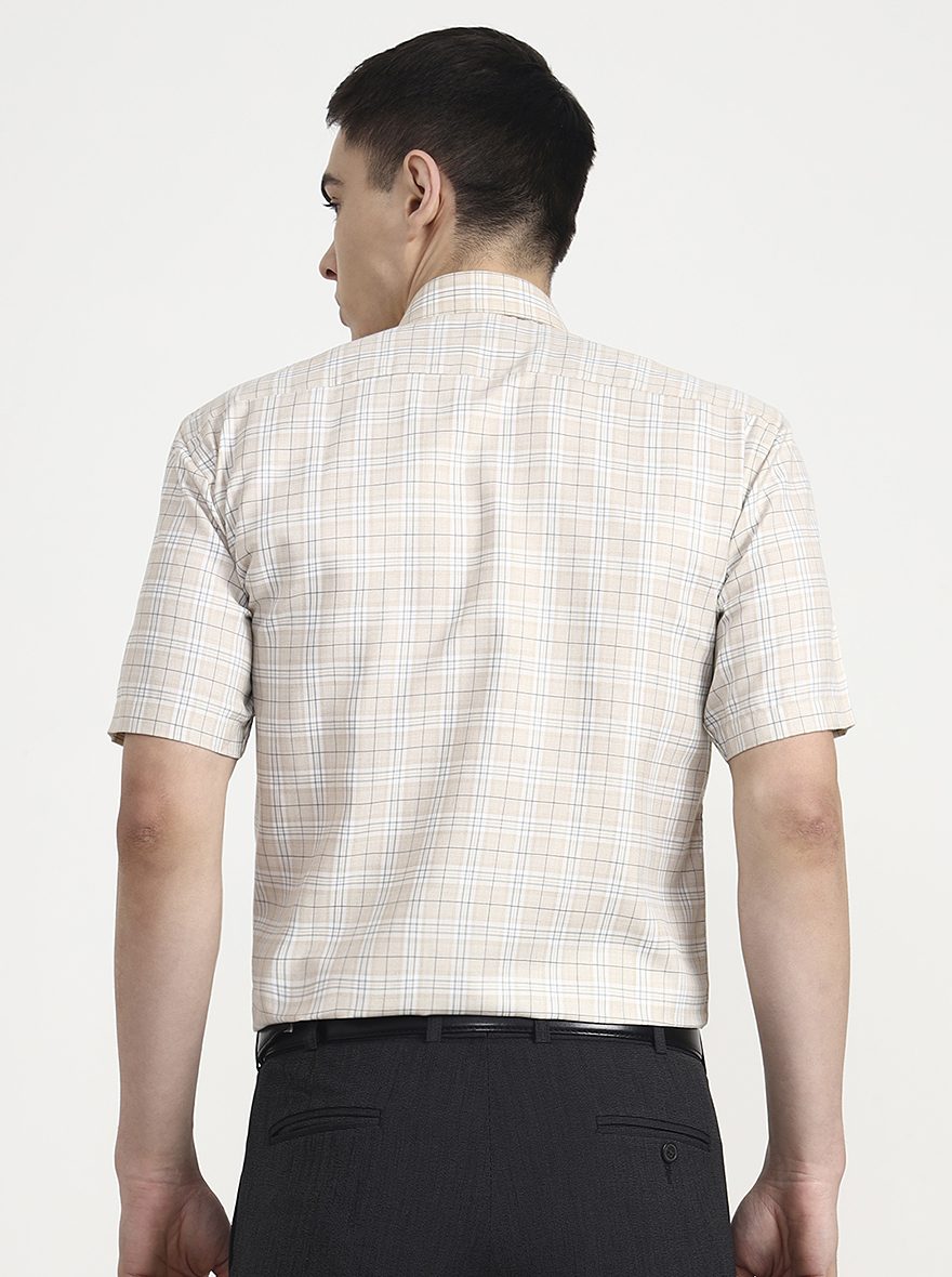 Fawn Checked Regular Fit Formal Shirt | Greenfibre