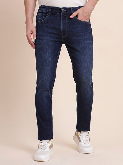 Denim Blue Washed Slim Fit Jeans | JadeBlue