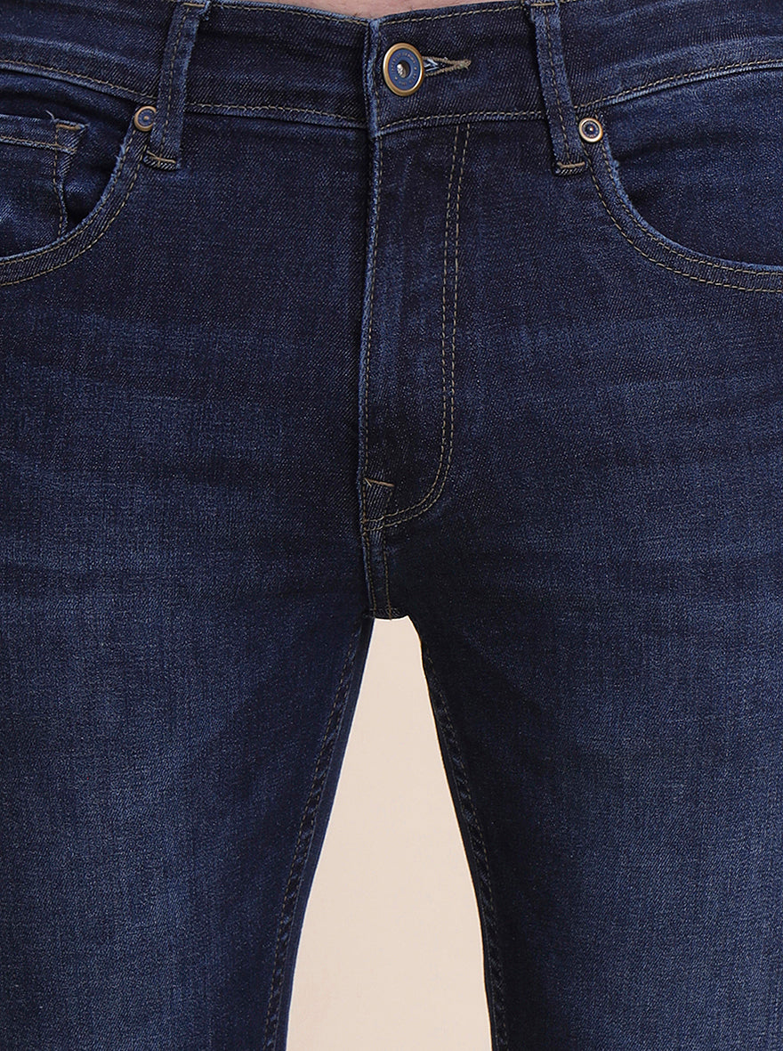 Denim Blue Washed Slim Fit Jeans | JadeBlue