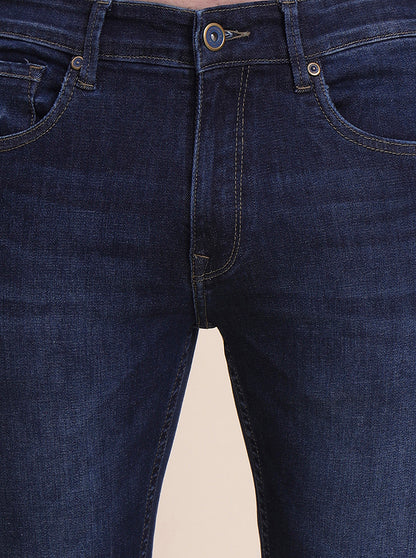 Denim Blue Washed Slim Fit Jeans | JadeBlue