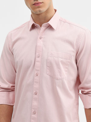 Light Pink Solid Tailored Fit Semi Casual Shirt | JadeBlue