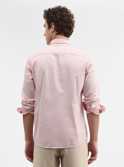 Light Pink Solid Tailored Fit Semi Casual Shirt | JadeBlue