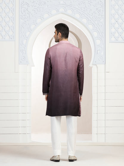 Pink & Wine Embroidered Kurta Pajama | Virasana