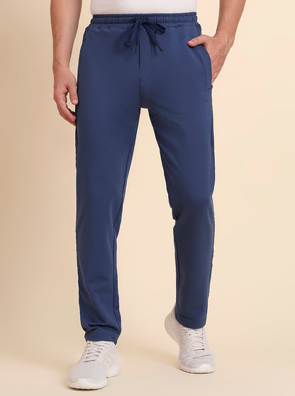 Navy Blue Solid Slim Fit Track Pant | JadeBlue